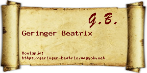 Geringer Beatrix névjegykártya